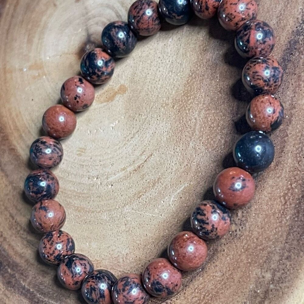 Mahogany obsidian 8mm stretch bracelet beaded bracelet 7” stretch crystal healin